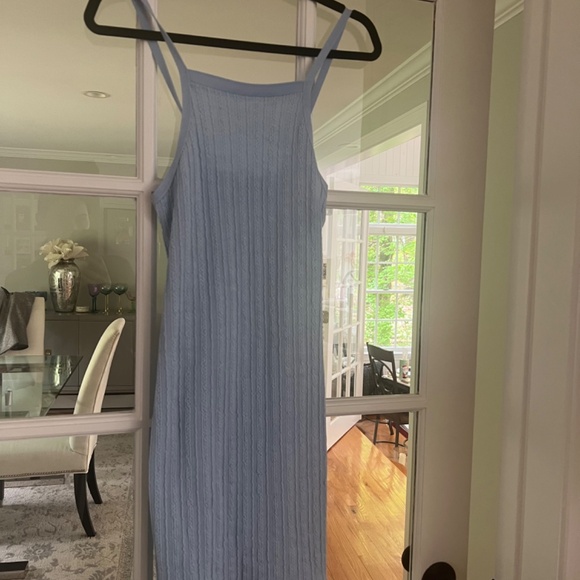 Zara Light Blue Knit Halter Mini Dress NWT Size Small - Picture 6 of 6
